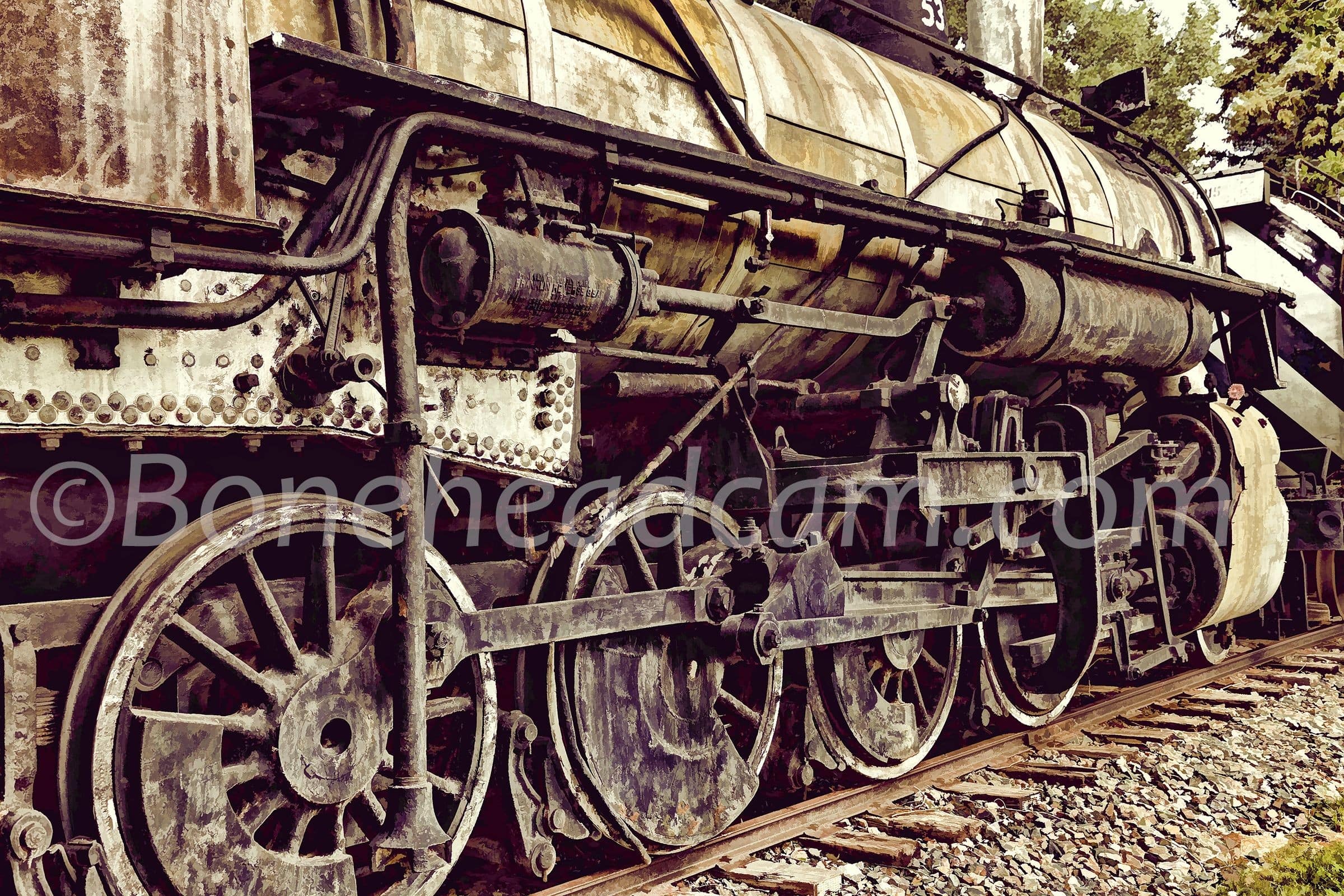 Steam locomotive in Laramie, WY museum, with Topaz Labs oil painting effect. 29 July 2016